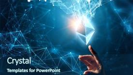  Presentation with connection - Beautiful PPT layouts featuring dark cyan - ethereum symbol and connection lines backdrop and a ocean colored foreground