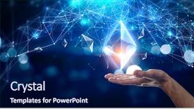  Presentation with connection - Slide deck enhanced with dark cyan - ethereum symbol and connection lines background and a navy blue colored foreground