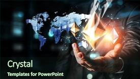  Presentation with lines - Slide set with dark cyan - ethereum symbol and connection lines background and a wine colored foreground