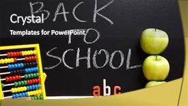  Presentation with school apple - Colorful PPT layouts enhanced with math symbols - apple on a chalkboard backdrop and a dark gray colored foreground