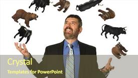  Presentation with juggling - Slide deck with symbols of bears and bull background and a tawny brown colored foreground