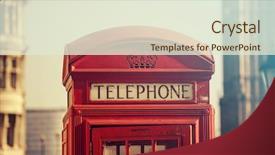  Presentation with red telephone - Colorful PPT theme enhanced with symbols of london retro style backdrop and a sky blue colored foreground