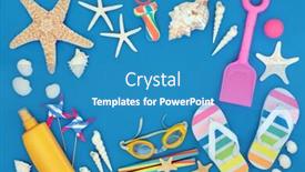  Presentation with summer holiday - Cool new PPT theme with symbols-of-summer-background-border backdrop and a teal colored foreground