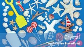  Presentation with sailboat - Beautiful presentation design featuring seaside in summer background backdrop and a teal colored foreground