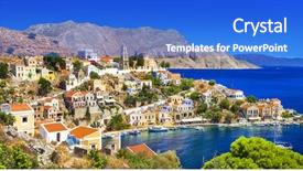  Presentation with greek - PPT theme having symi - beautiful greek island dodecanese background and a cobalt blue colored foreground