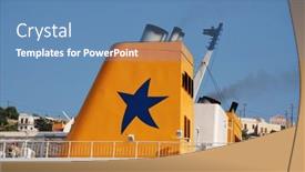  Presentation with greece blue - Colorful presentation theme enhanced with symi-greece-june-21-close backdrop and a teal colored foreground