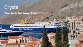  Presentation with greece blue - Audience pleasing slide deck consisting of symi-greece-june-25-blue backdrop and a gray colored foreground