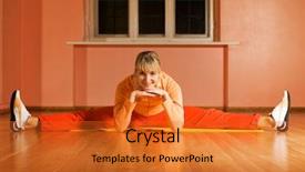  Presentation with crossfit fitness trx training exercises - Beautiful slides featuring symmetry faces - beautiful fitness trainer does splits backdrop and a  colored foreground