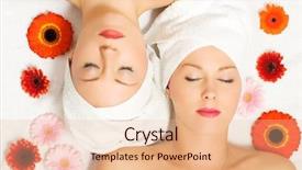  Presentation with set flowers tagetes patula - Presentation having symmetry faces - two girls relaxing background and a  colored foreground