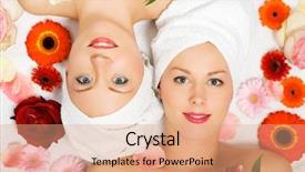  Presentation with wellness - Presentation theme enhanced with symmetry faces - two girls relaxing background and a  colored foreground
