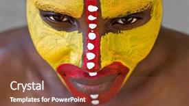  Presentation with tribal - Colorful PPT theme enhanced with  backdrop and a  colored foreground.