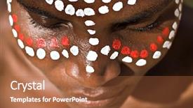  Presentation with tribal - Presentation theme featuring symmetry faces - young african girl tribal painted background and a red colored foreground