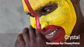  Presentation with tribal - Cool new presentation theme with symmetry faces - young african girl tribal painted backdrop and a tawny brown colored foreground