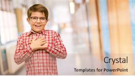  Presentation with sympathy - Audience pleasing slide set consisting of sympathy at school corridor backdrop and a coral colored foreground