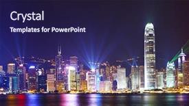  Presentation with hong kong - Slide deck featuring symphony - hong kong skyline at night background and a wine colored foreground