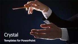  Presentation with symphony - Beautiful slide deck featuring symphony - music conductor directing with baton backdrop and a wine colored foreground