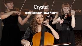  Presentation with symphony - Cool new PPT theme with symphony - musician play violin on dark backdrop and a tawny brown colored foreground