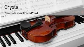  Presentation with symphony - Cool new slide deck with symphony - piano with violin and music backdrop and a white colored foreground