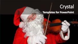  Presentation with santa - Audience pleasing PPT layouts consisting of symphony - santa claus plays the violin backdrop and a dark gray colored foreground