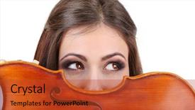  Presentation with beautiful young girl red - Slide deck having symphony orchestra - beautiful young girl with violin background and a red colored foreground