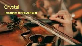  Presentation with symphony orchestra - Presentation having symphony-orchestra-on-stage-hands background and a tawny brown colored foreground