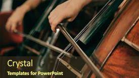  Presentation with symphony - Audience pleasing presentation theme consisting of symphony-orchestra-on-stage-hands backdrop and a tawny brown colored foreground