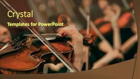  Presentation with symphony - Beautiful theme featuring symphony-orchestra-on-stage-hands backdrop and a tawny brown colored foreground