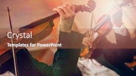  Presentation with classical music - Slide set with symphony-orchestra-on-stage-hands background and a red colored foreground