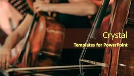  Presentation with symphony orchestra - Slide deck having symphony-orchestra-on-stage-hands background and a tawny brown colored foreground