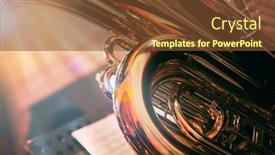  Presentation with symphony - Cool new presentation theme with symphony-orchestra-on-stage-hands backdrop and a tawny brown colored foreground