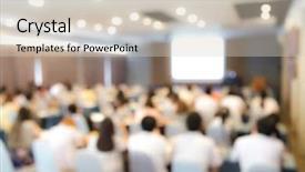  Presentation with business abstract - Amazing slide deck having symposium - abstract blur business conference backdrop and a soft green colored foreground