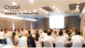  Presentation with abstract business - Colorful presentation design enhanced with symposium - abstract blur business conference backdrop and a lemonade colored foreground