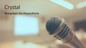  Presentation with microphone - Amazing slides having symposium - black microphone in conference room backdrop and a  colored foreground