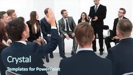  Presentation with questions - Slide set having symposium - coach asks questions background and a tawny brown colored foreground