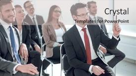  Presentation with question - Audience pleasing PPT layouts consisting of symposium - manager asks a question backdrop and a light gray colored foreground