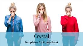  Presentation with collage - Presentation theme with symptom for cold or bronchitis background and a light blue colored foreground