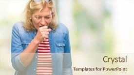  Presentation with woman praying over bible - Slides having symptom for cold or bronchitis background and a cream colored foreground