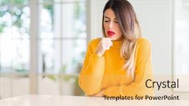  Presentation with winter - Beautiful theme featuring symptom for cold or bronchitis backdrop and a  colored foreground