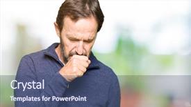  Presentation with medical mhealth healthcare concept - Presentation theme featuring symptom for cold or bronchitis background and a  colored foreground