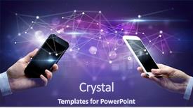  Presentation with hands holding - Audience pleasing PPT theme consisting of sync network icon - close up of two hands backdrop and a violet colored foreground