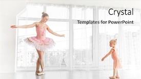  Presentation with ballerina - Colorful slide set enhanced with synchronization - young gorgeous ballerina with her backdrop and a sky blue colored foreground