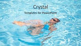  Presentation with swimming - Slides enhanced with synchronization - young woman in a swimming background and a arctic colored foreground