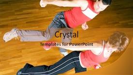  Presentation with moving art blue - Colorful presentation theme enhanced with tae kwon do - couple practicing martial art moves backdrop and a  colored foreground