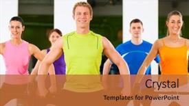  Presentation with strength - Presentation theme having five people exercising using background and a red colored foreground