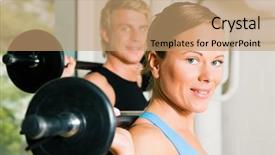  Presentation with gymnastics - Cool new presentation with very attractive and sportive couple doing power gymnastics with barbells backdrop and a coral colored foreground