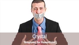  Presentation with talk - PPT theme consisting of syndicalism - businessman unable to talk background and a violet colored foreground