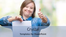 Presentation with dental down syndrome - PPT layouts featuring syndrome holding blank paper sheet background and a  colored foreground
