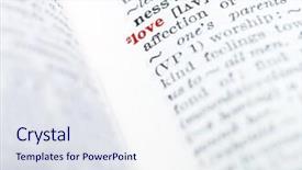  Presentation with dictionary - Cool new PPT theme with synonym - word 'love' highlighted backdrop and a sky blue colored foreground