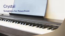  Presentation with piano keyboard - PPT layouts enhanced with synth wave - closeup keyboard piano background and a sky blue colored foreground