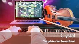  Presentation with arabic music arab man playing - Theme with electronics instruments - man playing on electronic musical background and a tawny brown colored foreground